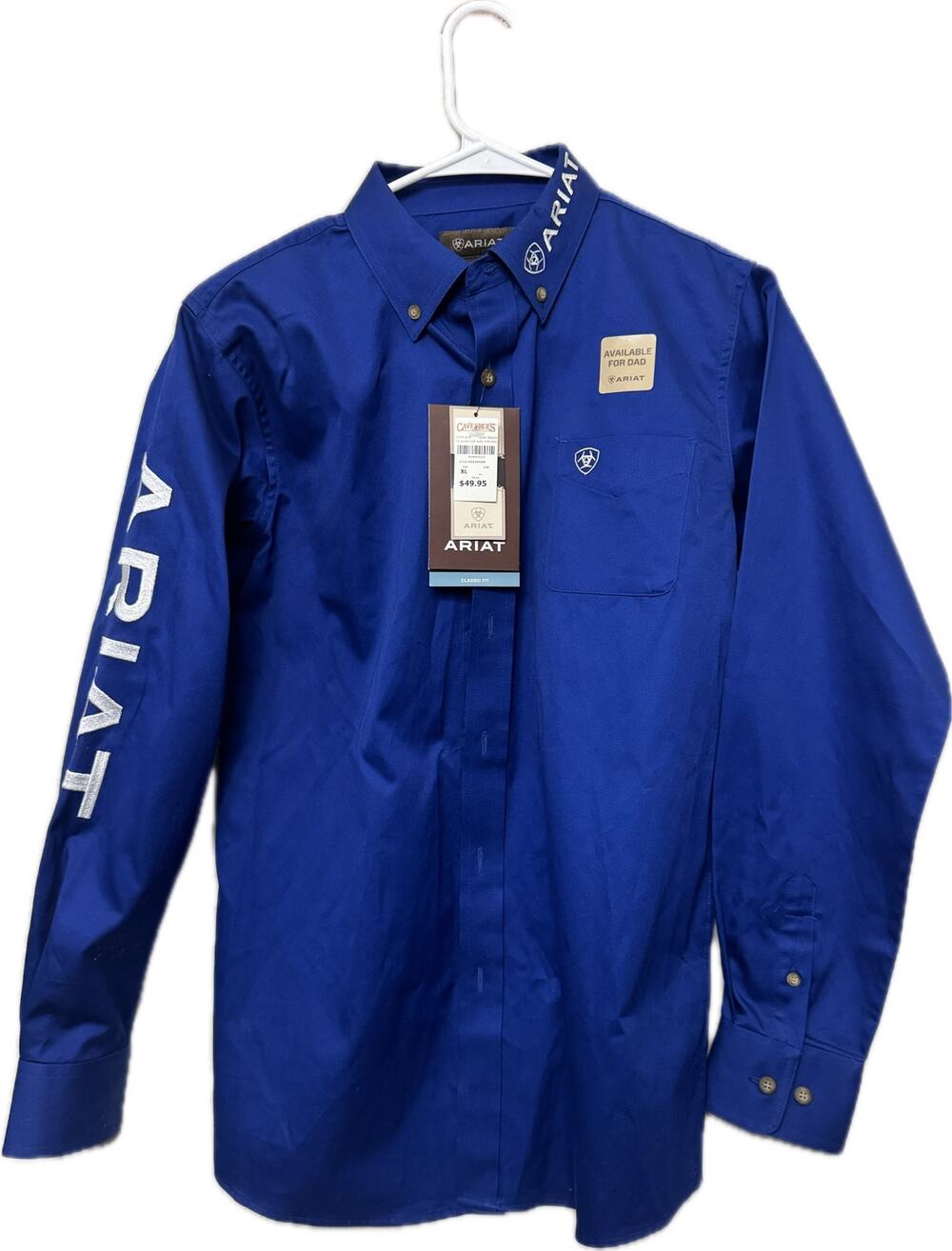 NWT Ariat boys button down shirt - size XL Royal Blue